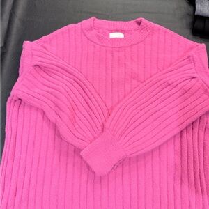 Aerie Hot Pink Ribbed Crewneck Sweater